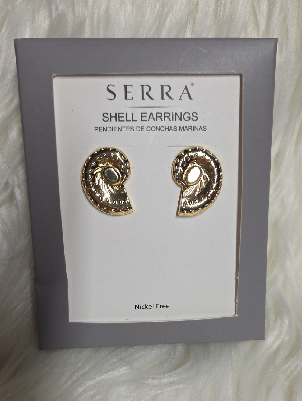 SERRA Gold Nautilus Shell Stud Earrings